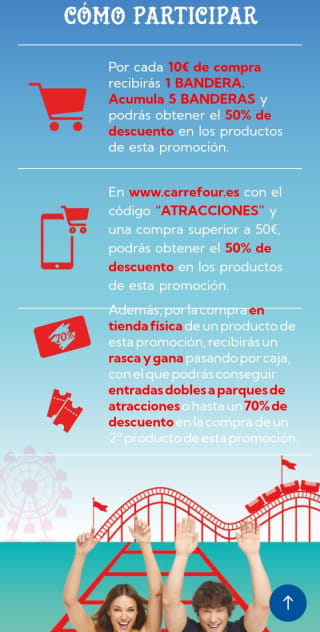 Montaña rusa de Descuentos y Entradas Dobles a Parques de atracciones desde Carrefour.