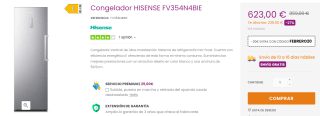Congelador HISENSE modelo FV354N4BIE por 603€