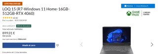 Lenovo LOQ 15 (R7-Windows 11 Home-16GB-512GB-RTX 4060) por 899€