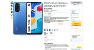 Xiaomi Redmi Note 11S 4G 6+128GB color azul por 139,69€