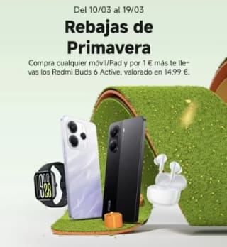 Auriculares Redmi Buds 6 Active por 1€ al comprar móvil y 15% descuento en Poco C75