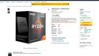 Procesador AMD Ryzen 7 5700X3D de socket AM4 por 220,08€