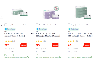 Tot 55% korting op voordeelverpakkingen Naïf billendoekjes bij Bol