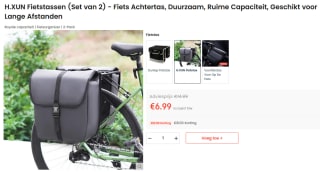H.XUN dubbele fietstas voor €6,99 bij Ochama