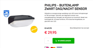 Philips buitenlamp zwart dag/nacht sensor voor €29,95 bij Dagknaller