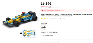 Juego de construcción Renault F1 de Fernando Alonso por 16,39€