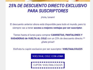 25% de descuento en Joma para los suscriptores