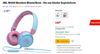JBL JR310 Headset Blauw/Roze voor €14,95 bij Bol