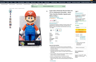 Super Mario Nintendo Peluche Mario 35cm Articulado por solo 24,99€