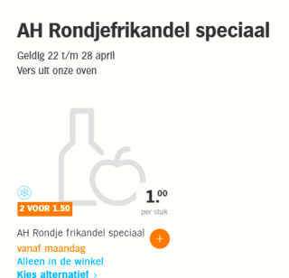 2 Broodjes Rondje frikandel speciaal voor €1,50 bij de AH