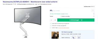 Neomounts Next core 49" monitorarm wit DS70PLUS-450WH1 voor €60 bij Azerty