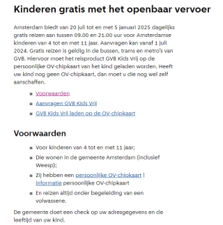 Kinderen gratis met OV in Amsterdam