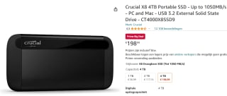 Crucial CT4000X8SSD9 externe solid state drive Zwart voor €198,99 bij Amazon