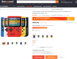 Mini Console Retro da 8-Bit com 400 Games - R$ 50,80