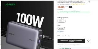 UGREEN Nexode Power Bank 20000mAh 100W met 3 Poorten voor €48,09 bij Shein