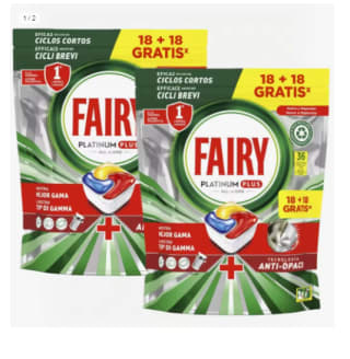2 Packs de 36 Capsulas de Fairy Platinum Plus Lavavajillas maquina capsulas limon por 14.45€ (Cuenta Nueva 8.67€)