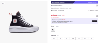 Zapatilla Converse All Star Move por 46,66€ (cuenta nueva por 34,66€)