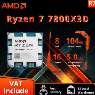 AMD Ryzen 7 7800X3D R7 5,0 GHz 8 núcleos 16 hilos por 319,90€