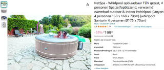 NetSpa Whirlpool opblaasbare spa voor €199,99 bij Amazon