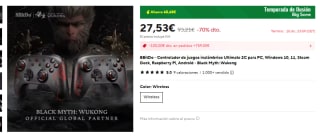 8Bitdo Ultimate 2C Mando Inalámbrico Black Myth: Wukong por 27,54€