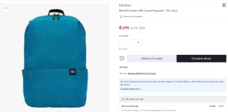 Mochila marca Xiaomi Mi Casual Daypack de 10 color Azul por 6,59€