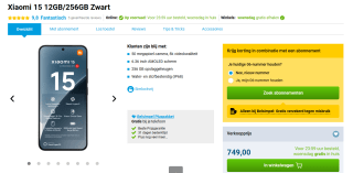 Xiaomi 15 - 12GB/256GB - 5G - Black voor €749 bij Belsimpel