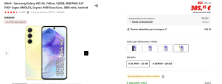 Samsung Galaxy A55 5G de 8GB/128GB por 289,89€ compra desde APP
