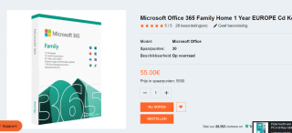 Microsoft 365 Family - 1 jaar abonnement voor €55,55 bij Gamers-outlet