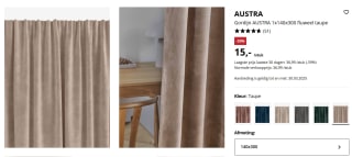 Gordijn AUSTRA 1x140x300 fluweel taupe voor €15 bij Jysk
