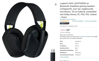 Logitech G435 Lightspeed Wireless Gaming Headset Zwart voor €49 bij Amazon