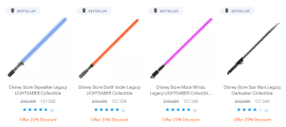 25% korting op geselecteerde Star Wars producten in de Disney Store