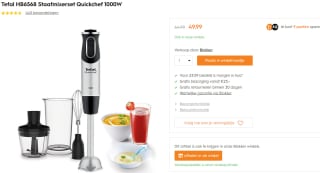 Tefal HB6568 Quickchef - Staafmixer voor €39,99 na cashback bij Blokker