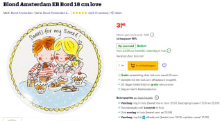 Blond Amsterdam bord 18cm love voor €3,96 bij Bol.com