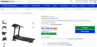 Esteira Ergométrica Elétrica da Dream RunFit 2.1 - R$ 1.999,90