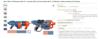 Nerf Elite 2.0 Shockwave Rd-15 + Lanzador Elite 2.0 Commander RD-6 por 20,48€
