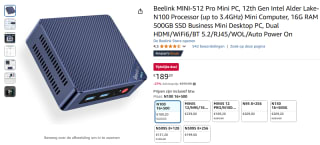 Beelink MINI-S12 Pro N100 16GB 500GB mini PC voor €189,20 bij Amazon NL