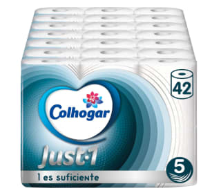 42 rollos Papel higienico Colhogar Just 1 7x6 Ultra Suave 5 Capas por 18.33€
