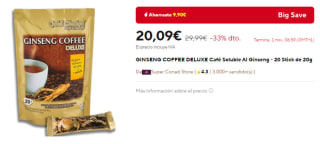 Café soluble al ginseng 20 Stick de 20g por 20,09€