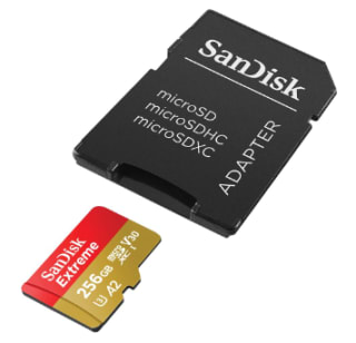 Carte Mémoire MicroSDXC SanDisk 256 Go Extreme + Adaptateur SD à 23,99€