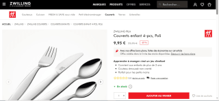 Couverts pour enfant Zwilling - 4 pièces à 9,95 €