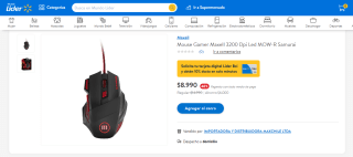 Mouse Gamer Maxell 3200 Dpi Led MOW-R Samurai por $8.990