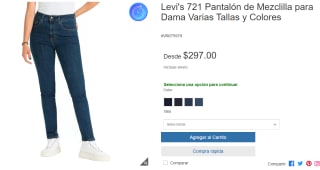 Pantalón Levi's 721 de Mezclilla por $297 en Costco