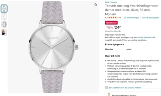 Tamaris Analoog kwartshorloge voor dames 36mm voor €24,24 bij Amazon