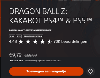 Dragon Ball Z - Kakarot voor €9,79 in de Playstation Store