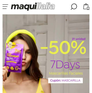-50% en la Segunda Unidad Mascarillas faciales 7 Days en Maquillalia.