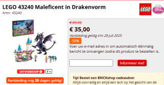 LEGO 43240 Maleficent in Drakenvorm voor €35 bij Brickshop