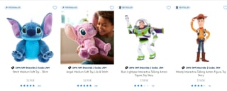 20% korting op geselecteerde items in de Disneystore