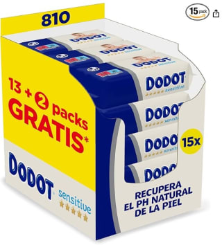 Dodot Toallitas Sensitive para Bebé, 810 Toallitas, 15 Paquete (15x54), por 15,38€