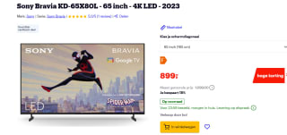 Sony KD-65X80L 65" TV voor €899 bij Bol