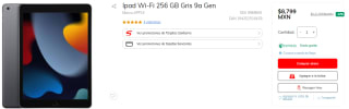 iPad 9na Gen 256GB por $8,799 en Sanborns